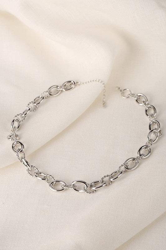 Sleek Statement Bold Chain Necklace in Silver