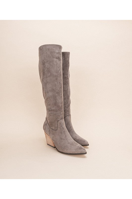 Taupe Trails Knee-High Western Boots