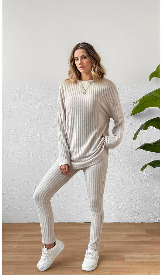 Ribbed Radiance Top and Pants Lounge Set