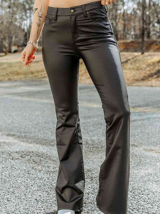 Rebeluxe Buttoned Leather Pants