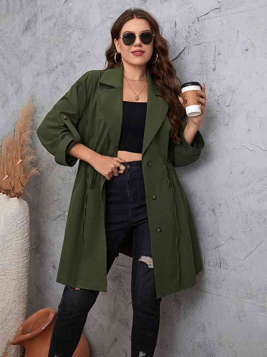 Curvy Trench Tales Lapel Collar Sleeve Trench Coat