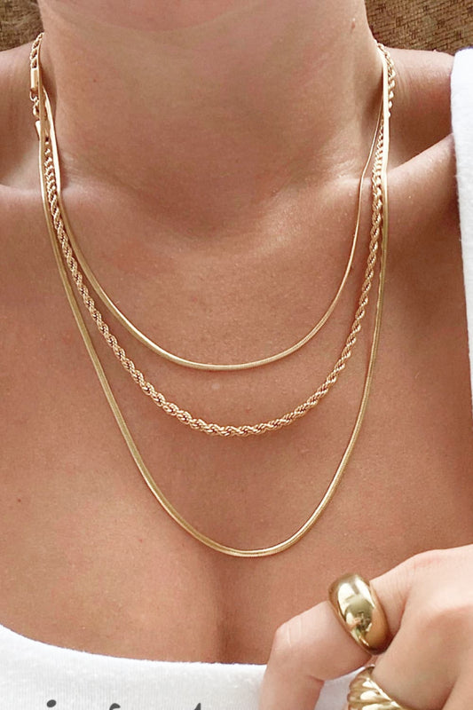 Golden Cascade Triple Layer Necklace